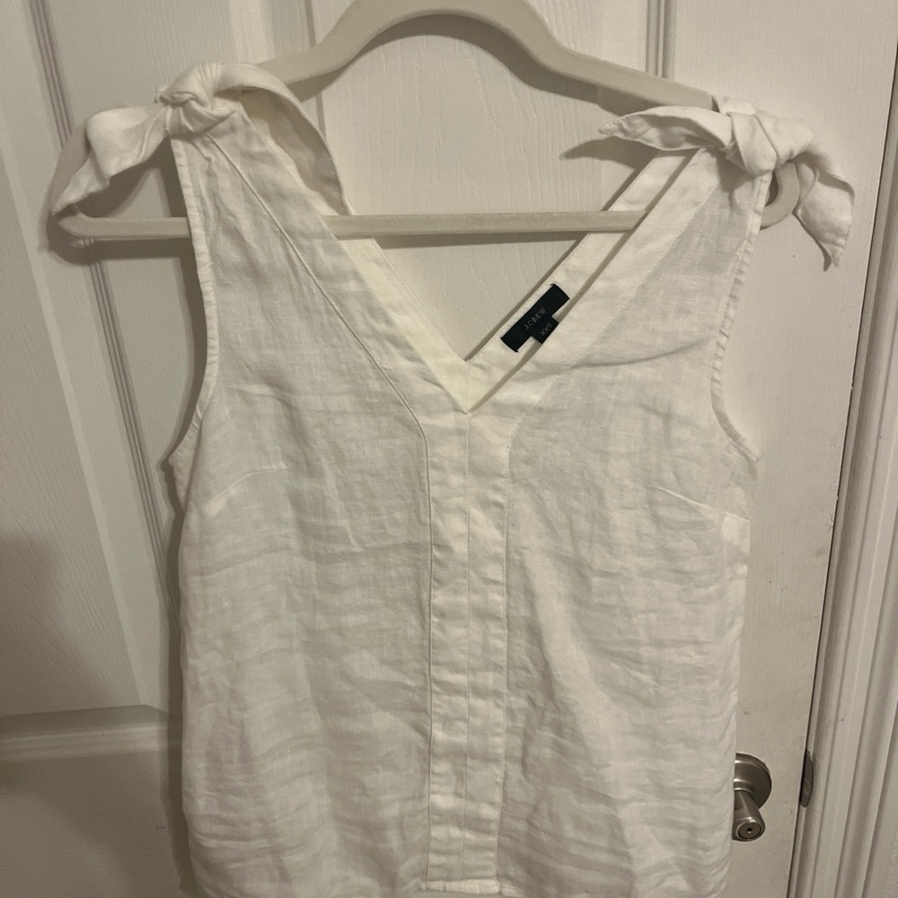 J. Crew linen Cream Sleeveless Blouse with Tie Straps